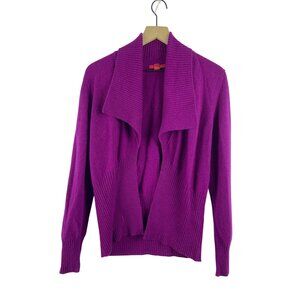 Saffron 100% Cashmere Open Front Cardigan Women's Large Drapey Shawl Collar